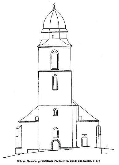 Westansicht der Stadtkirche St. Crescentius in Naumburg Jahr: 1937 Druck: Die Bau- und Kunstdenkmäler im Regierungsbezirk Kassel, NF Bd. 1, Kreis Wolfhagen, hg. von Friedrich Bleibaum, Kassel 1937, S. 114